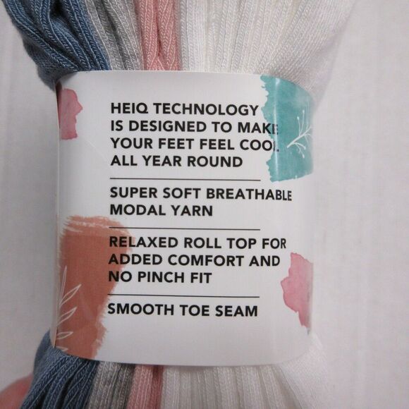 K BELL Womens Modal Roll Top Socks 6 pairs Solid Colors Blue White Pink Grey NWT - Picture 7 of 8